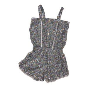 Petite Lucette Floral Sissy Shorts Romper with Lace Detail and Pockets -